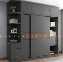 1 Tủ Quần Áo Gỗ MDF Cửa Lùa Cao Kịch Trần Kết Hợp Kệ Trang Trí