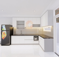 1 Tủ Bếp HDF An Cường Phủ Acrylic Bóng Gương Chữ L Hiện Đại