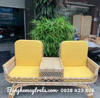 Băng ghế mây đôi decor