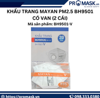 Khẩu trang MAYAN PM2.5 BH9501 có van  2 cái    Lọc bụi mịn, dễ thở hơn