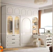 2 Tủ Quần Áo Gỗ Tự Nhiên Tích Hợp Bàn Hiện Đại - TATN026