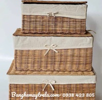 3 Rương chữ nhật đựng đồ mây tre đan
