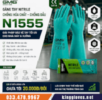 Găng Tay Nitrile Chống Hóa Chất   Chống Dầu GMG N1555   Giải pháp bảo vệ tay tối ưu cho nhà máy   xư