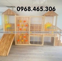 3 Thang leo gỗ mầm non, thang leo gỗ liên hoàn