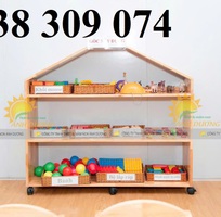 1 Kệ gỗ mầm non, kệ gỗ mầm non montessori