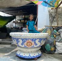 Chậu xi măng thủ công , chậu cẩn miểng , khảm sành sứ