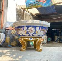 2 Chậu xi măng thủ công , chậu cẩn miểng , khảm sành sứ