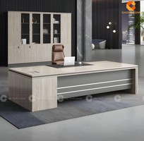 2 Bàn Giám Đốc Gỗ Công Nghiệp Màu Xám Có Hộc Tủ Lưu Trữ