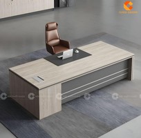 Bàn Giám Đốc Gỗ Công Nghiệp Màu Xám Có Hộc Tủ Lưu Trữ