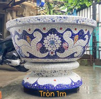 4 Chậu hoa dán miễng sành - chậu khảm sành sứ - nghệ nhân dán miễng sành sứ ,khảm miễng
