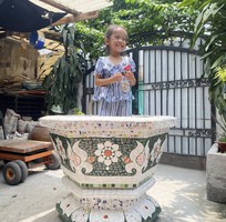 9 Chậu hoa dán miễng sành - chậu khảm sành sứ - nghệ nhân dán miễng sành sứ ,khảm miễng