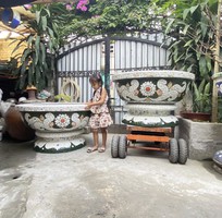 13 Chậu hoa dán miễng sành - chậu khảm sành sứ - nghệ nhân dán miễng sành sứ ,khảm miễng