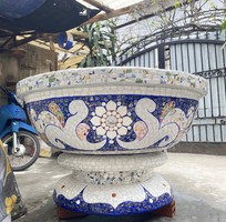 15 Chậu hoa dán miễng sành - chậu khảm sành sứ - nghệ nhân dán miễng sành sứ ,khảm miễng