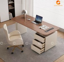 2 Bàn Giám Đốc Gỗ Tự Nhiên Có Tủ Phụ Hiện Đại Cho Văn Phòng