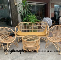 2 Sofa mây tự nhiên tay cuộn hiện đại