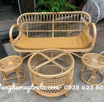 3 Sofa mây tự nhiên tay cuộn hiện đại