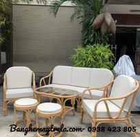4 Sofa mây tự nhiên lưng V hiện đại