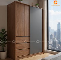2 Tủ Quần Áo Gỗ Công Nghiệp Cửa Lùa Hiện Đại