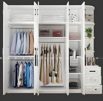1 Tủ Quần Áo Gỗ Công Nghiệp MDF Tân Cổ Điển Màu Trắng