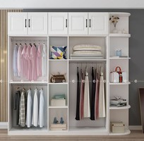 Tủ Quần Áo Gỗ Công Nghiệp MDF Tân Cổ Điển Màu Trắng