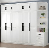 2 Tủ Quần Áo Gỗ Công Nghiệp MDF Tân Cổ Điển Màu Trắng