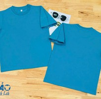 Áo thun cổ tròn trơn màu xanh lam