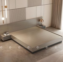 1 Mẫu Giường Ngủ Bệt Gỗ MDF Tích Hợp 2 Tab Đầu Giường