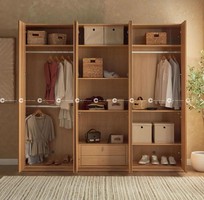 1 Tủ Quần Áo Gỗ Tự Nhiên Cửa Mở Phối Kính Sang Trọng