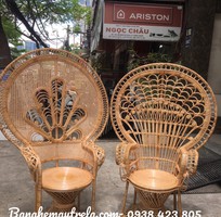 2 Ghế đuôi công mây tự nhiên decor chụp hình