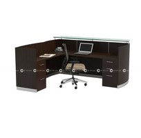 Quầy Lễ Tân Mặt Kính Vân Gỗ Xám Hiện Đại