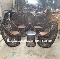 Bàn ghế mây nhựa đan rối