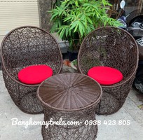 6 Bàn ghế mây nhựa đan rối