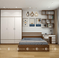 Combo Giường Tủ Gỗ Công Nghiệp Kết Hợp Bàn Làm Việc Sản Xuất Theo Yêu Cầu