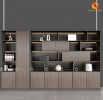 1 Tủ Hồ Sơ Gỗ MDF Kết Hợp Kệ Mở Trang Trí Hiện Đại