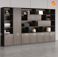 Tủ Hồ Sơ Gỗ MDF Kết Hợp Kệ Mở Trang Trí Hiện Đại