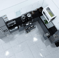 1 Tủ Bếp Chữ L Gỗ Công Nghiệp An Cường Phủ Acrylic
