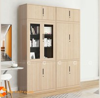 2 Tủ Hồ Sơ MDF Cánh Kính Gỗ Sáng Đa Năng