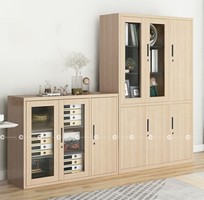 Tủ Hồ Sơ MDF Cánh Kính Gỗ Sáng Đa Năng