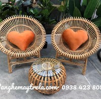 6 Bàn ghế mây cánh sen