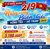 Vũng Tàu - Hồ Tràm 2N1Đ