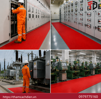 3 Thảm Cách Điện Kenji 10kv Dày 5mm Rãnh Màu Đỏ