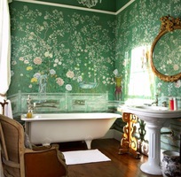 5 Phòng tắm cổ điển với giấy dán tường phong cách vintage