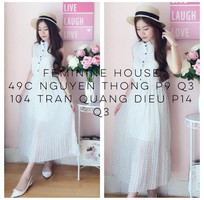 Váy maxi trắng chấm bi giá 200k  Hana Shop