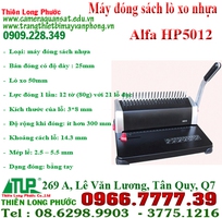 Máy đóng sách lò xo nhựa Alfa HP5012-Thiên Long Phước