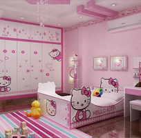 Giường ngủ Hello Kitty đáng yêu, bàn học Hello Kitty, Nội thất Cát Đằng
