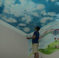 1 Vẽ tranh tường trần mây cho nhà thêm cao thoáng rộng rãi 150k - 180k/m2