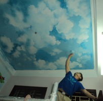 2 Vẽ tranh tường trần mây cho nhà thêm cao thoáng rộng rãi 150k - 180k/m2
