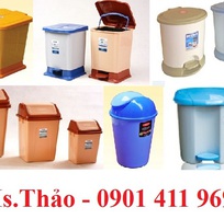 4 Thùng rác nhựa 60 lít, thùng rác công cộng, thùng rác nhựa 4 bánh xe, thùng rác