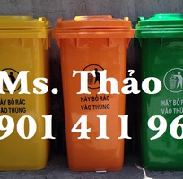 10 Thùng rác nhựa 60 lít, thùng rác công cộng, thùng rác nhựa 4 bánh xe, thùng rác