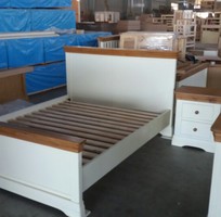 Giường ngủ gỗ màu trắng kem hàng xuất thanh lý giá rẻ